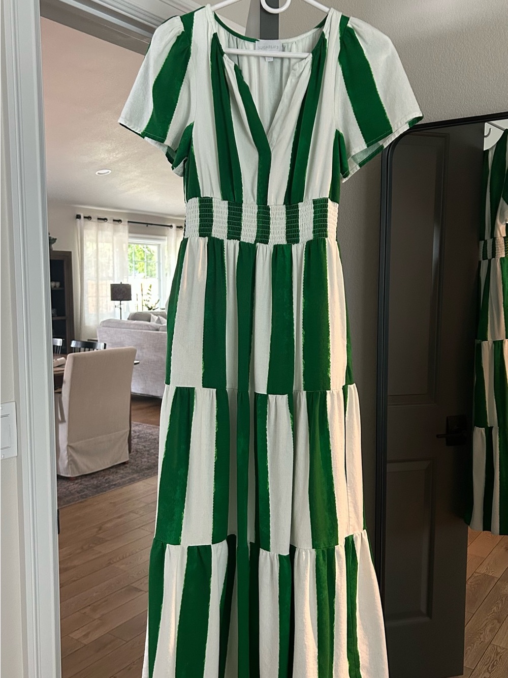 Sugarlips Green Pilmar Stripe Rony Maxi Dress Size XS